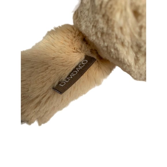 Demdaco Plush Cow Stuffed Animal Toy 13 in Tall Patches Sweater Beige Blue Ribbe - Picture 5 of 5